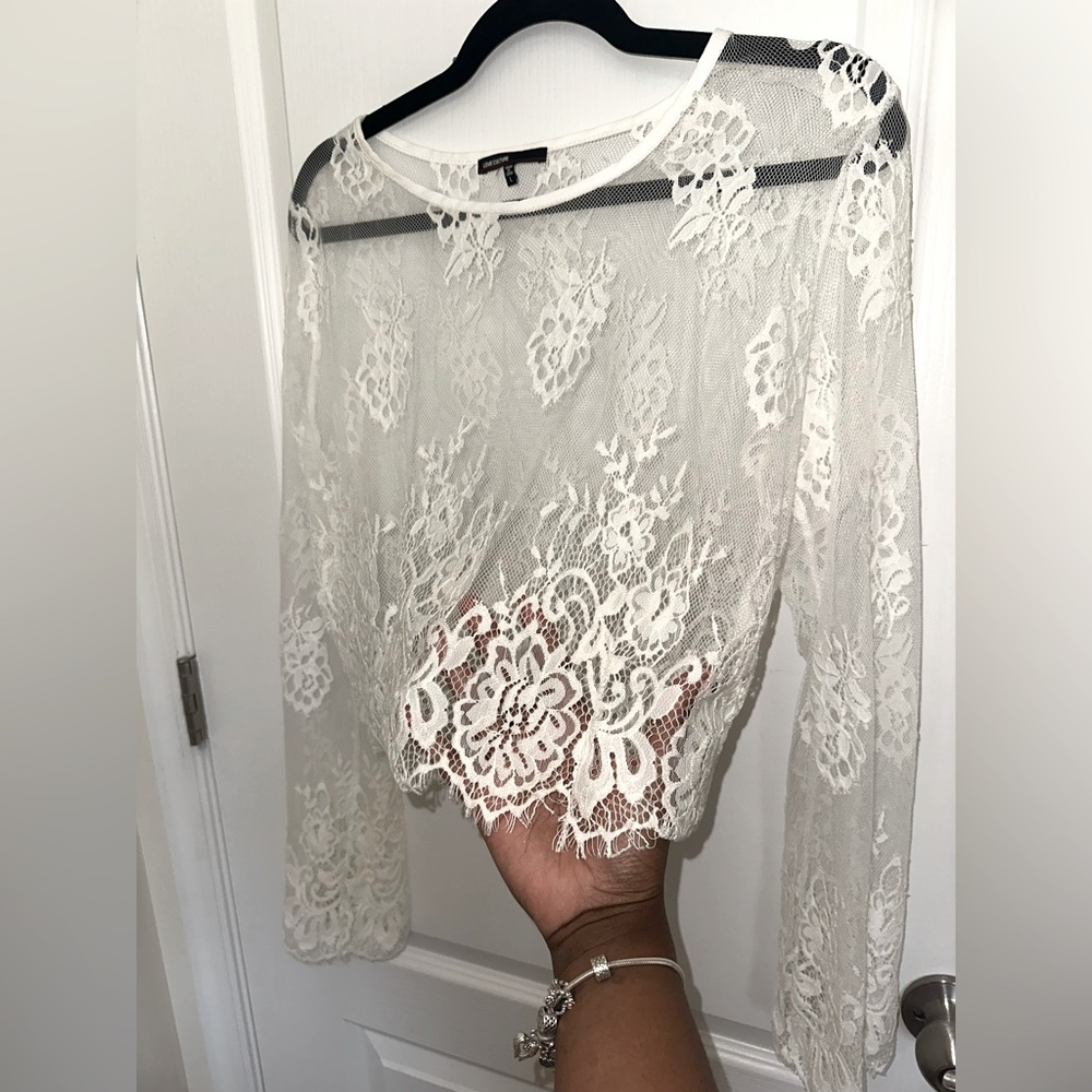 Love Culture White Lace Loose Top